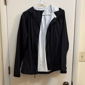 Black North Face raincoat